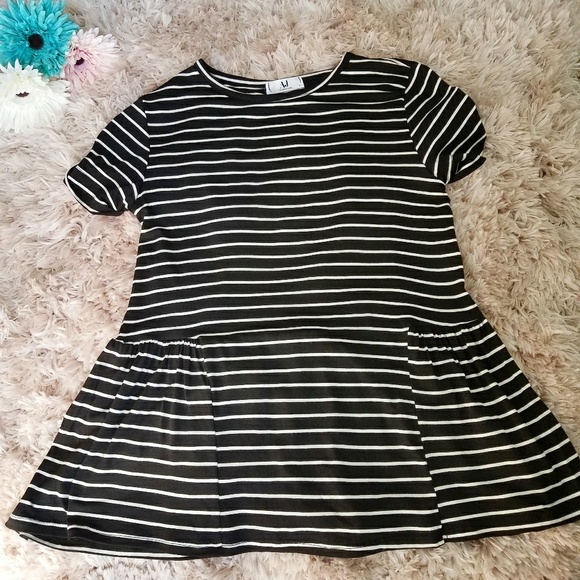 Black Striped Peplum Tee Shirt - Picture 3 of 3